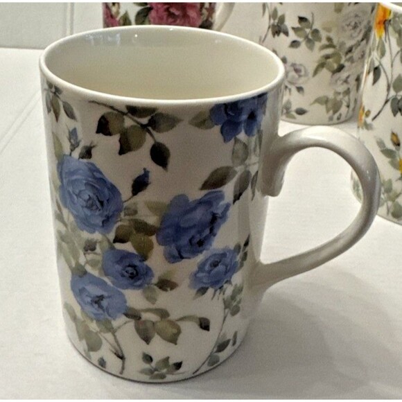 Home Essentials Roses Floral Tea Coffee Mug 12 Oz. Set of 6 Vintage EUC - Picture 3 of 15